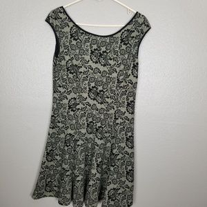 Maggy London Green/Black Floral Fit & Flare Dress